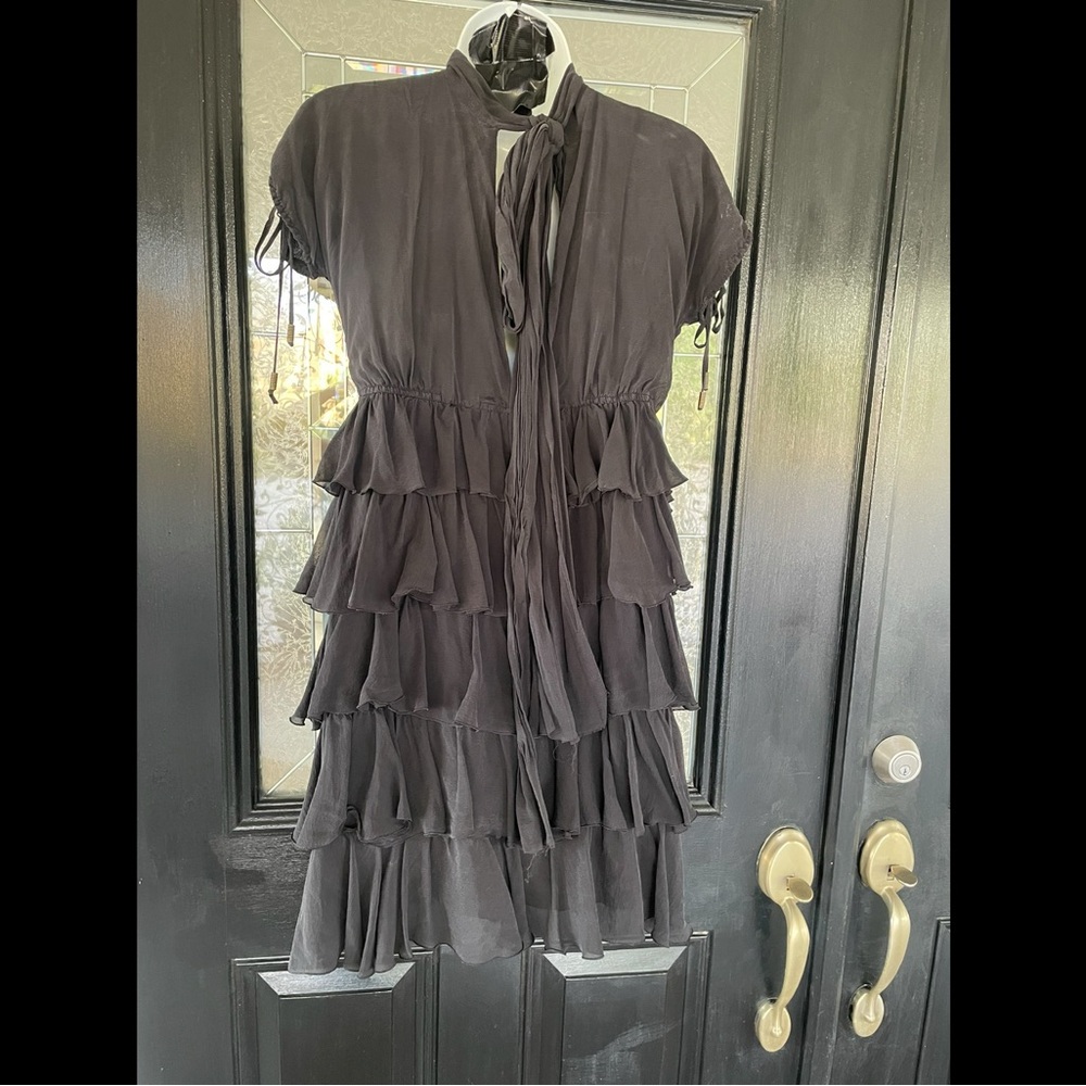 Just Cavalliblavk Ruffled Tiered Mini Dress